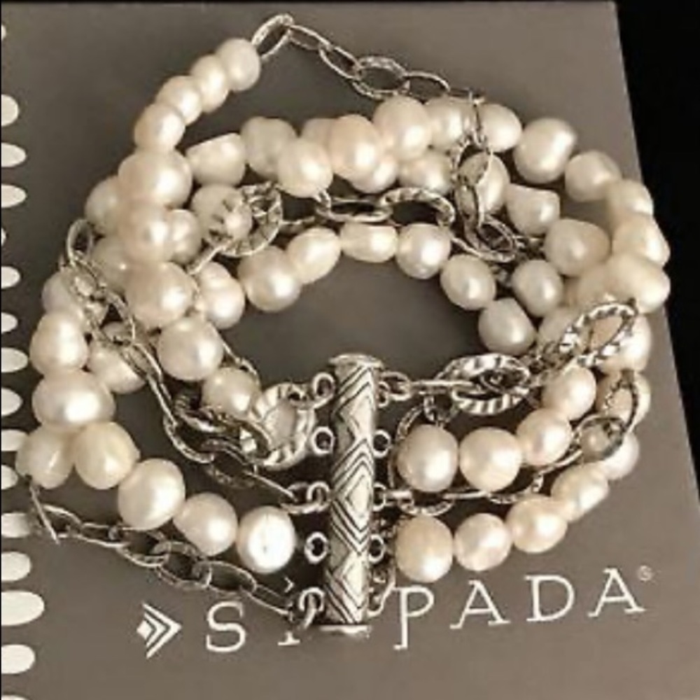 Vintage Silpada Multi-Strand Sterling Silver Freshwater Pearl Bracelet B1575